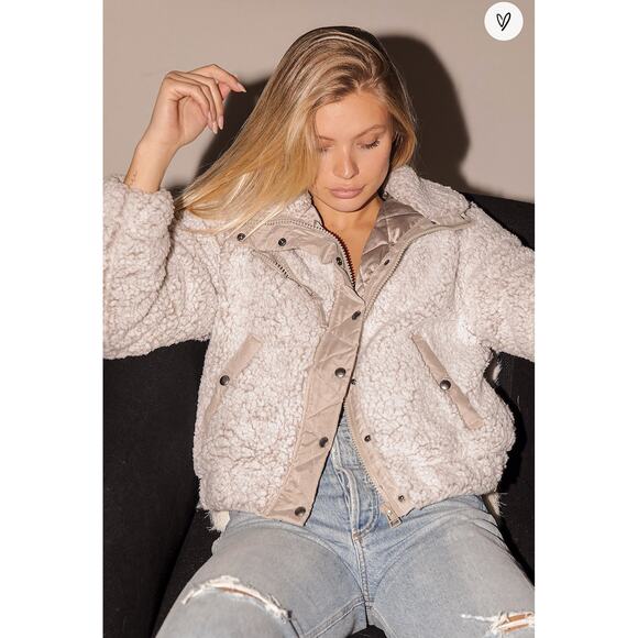 Blank NYC Angel Eyes Jacket Womens Small Zip Up Button Shearling Coat Gray New - Picture 4 of 13